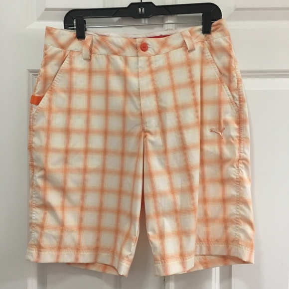 Puma Other - Puma Mens 32 Waist Golf Shorts Orange Plaid 240